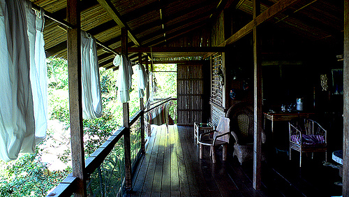 photo of eco friendly home made from bamboo and wood