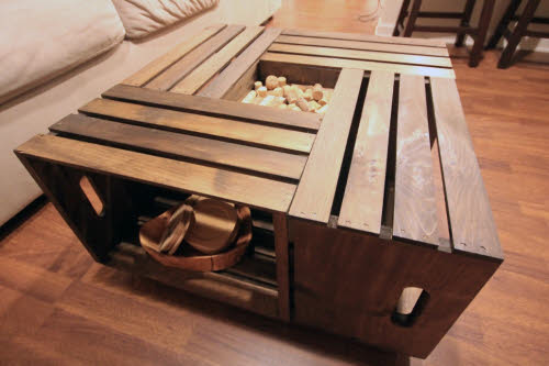 coffee table made from wooden crates