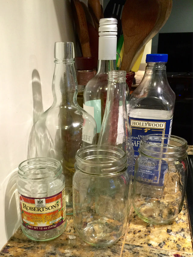 glass jars and bottles
