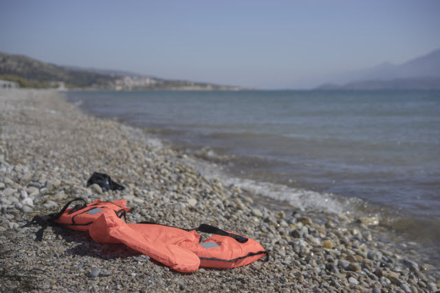 life jacket from refugees arriving in greece