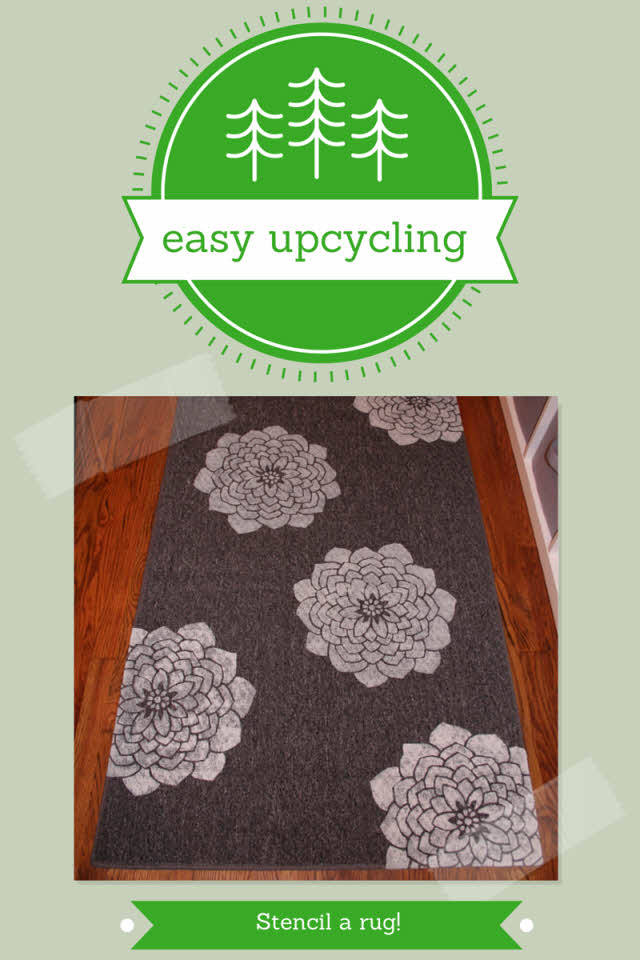 upcycle an old rug with a stencil